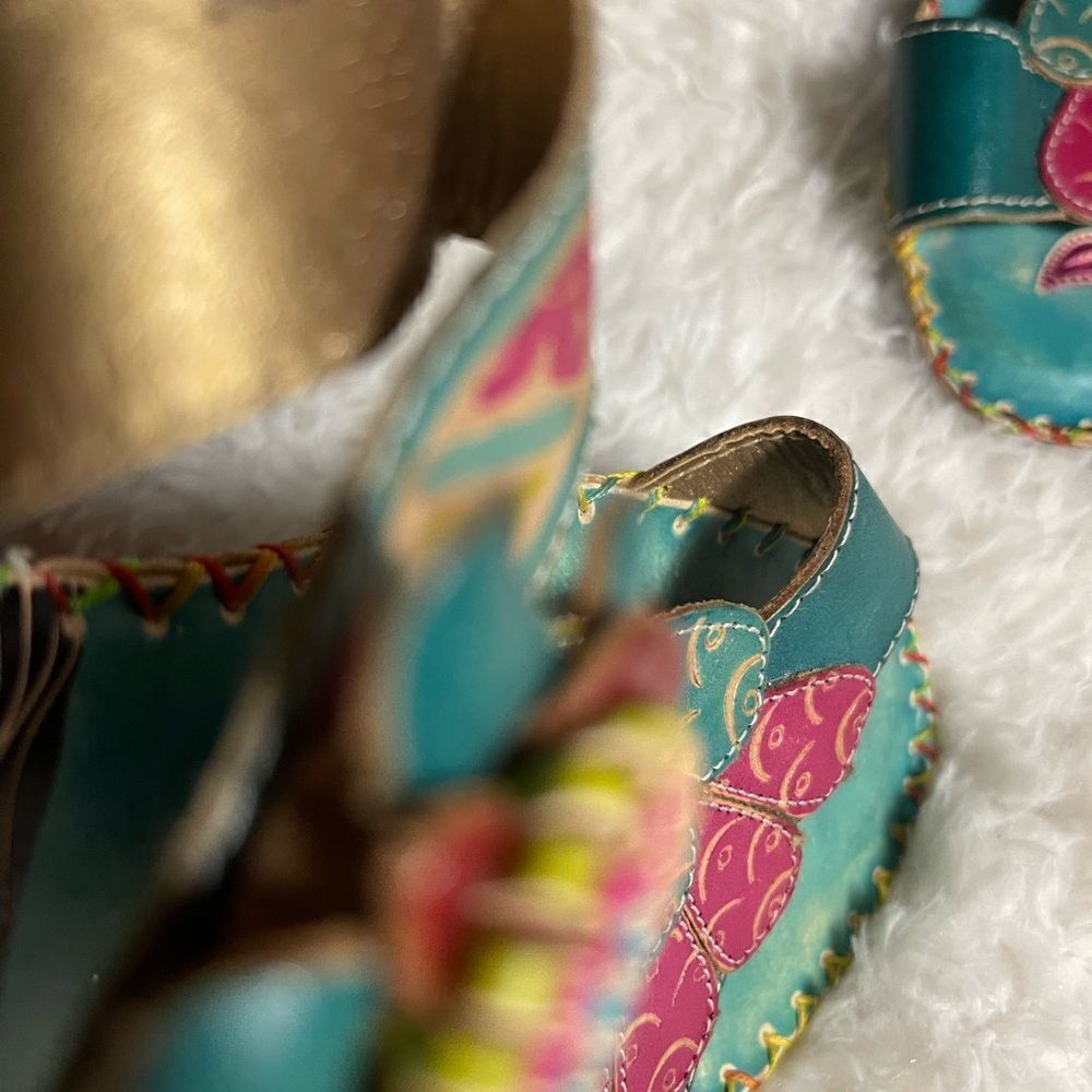 Elite by Corkys Women's Sandals New Size 10 Navaho Style Turquoise - Picture 8 of 13